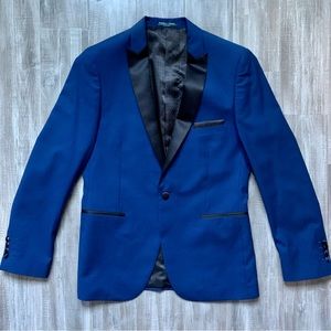 Paisley & Gray Mens Blue Tuxedo Dinner Jacket Blazer 38 SMALL Slim Fit